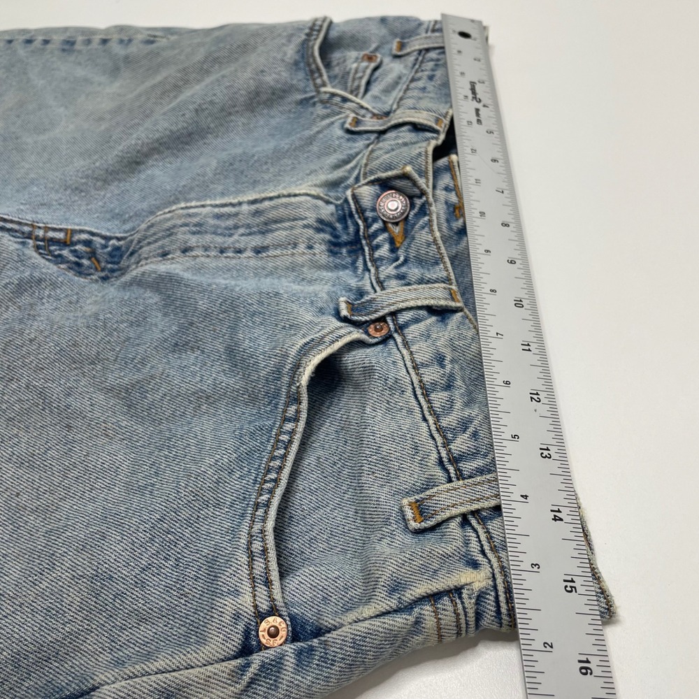 Vintage 90s Levis 550 Orange Tab Denim Shorts Baggy Thrashed 34 Jorts Skate Work - Picture 13 of 13